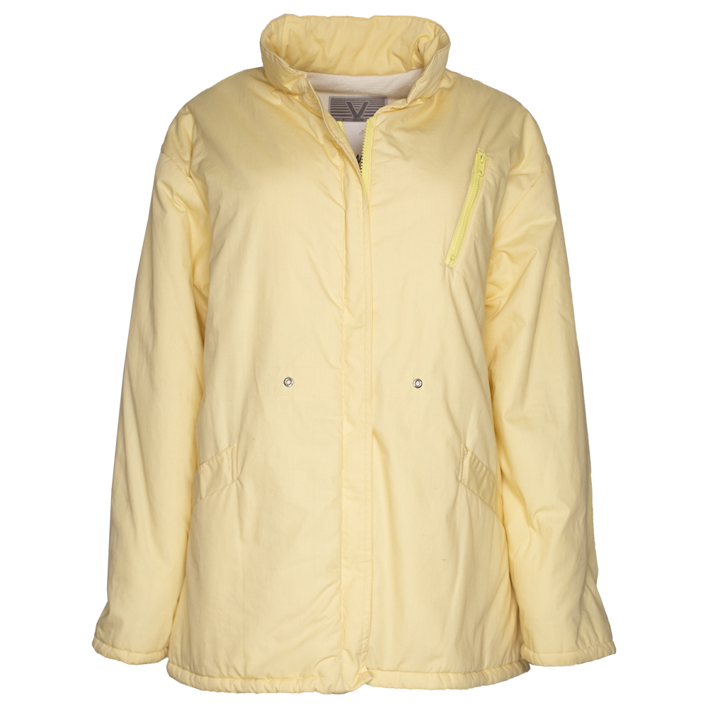 V Sportwear, vaaleankeltainen kevyttoppatakki 80-luvulta – 36-40