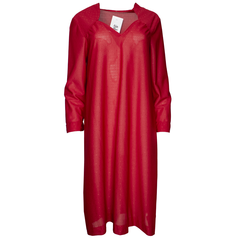 Pitkähihainen viininpunainen mekko 80-luvulta – 40