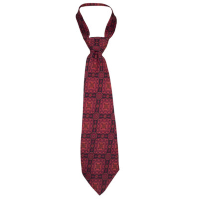 Puna-musta ornamenttikuvioinen solmio 70-luvulta