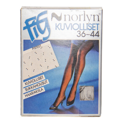 Norlyn FIG, käyttämättömät vaaleanharmaat kuviosukkahousut 80-luvulta