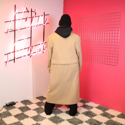 vaalea villakangastakki