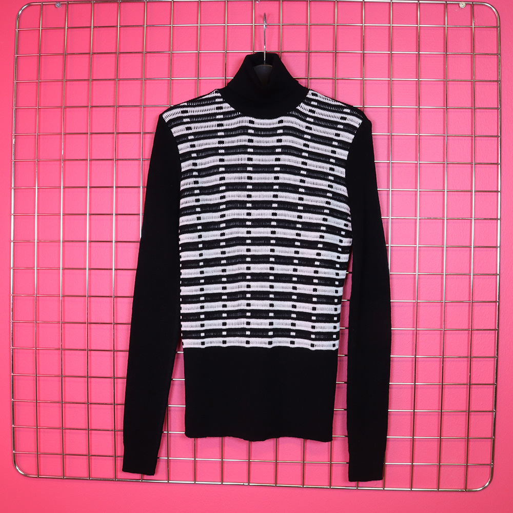 Käyttämätön musta-valkoinen poolopaita 70-luvulta - S - Image 3